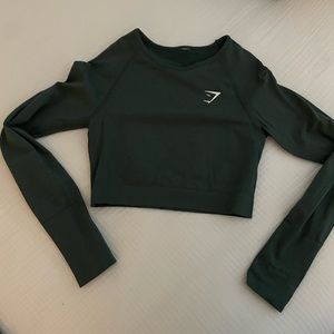 GREEN GYMSHARK CROPPED WORKOUT TOP